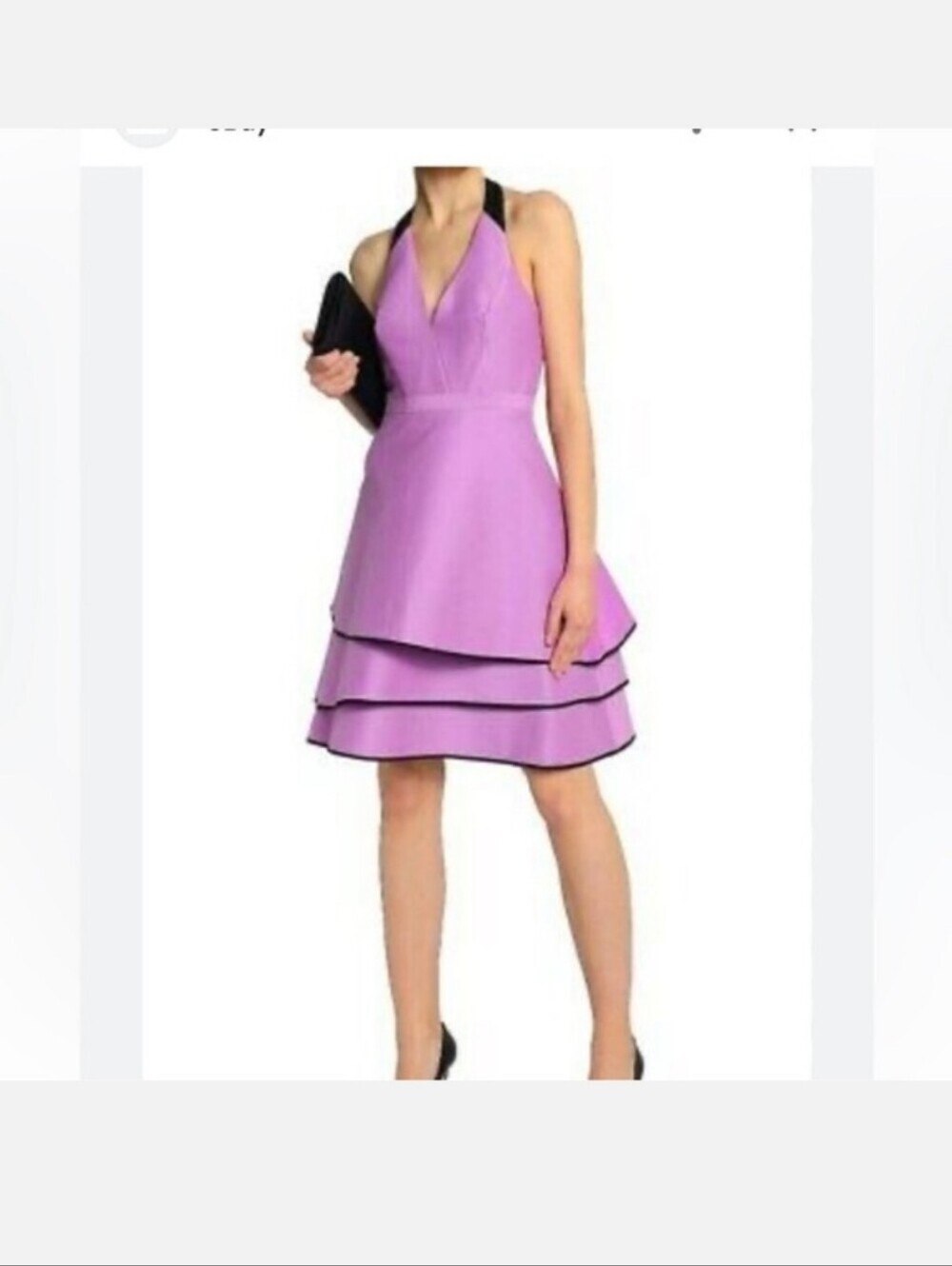 Halston Heritage Purple Halter Tiered A-Line Dress